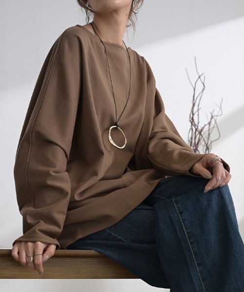 HUG.U(ハグユー)の「綿ポンチロンT 「防汚加工つき」(Tシャツ/カットソー・レディース・ホワイト/ライトグレー/ブラック/ダークブラウン/ネイビー/レッド/カーキ/ダークグレー・FREE)」の10枚目の写真