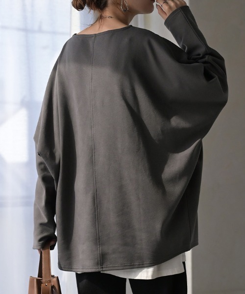 HUG.U(ハグユー)の「綿ポンチロンT 「防汚加工つき」(Tシャツ/カットソー・レディース・ホワイト/ライトグレー/ブラック/ダークブラウン/ネイビー/レッド/カーキ/ダークグレー・FREE)」の21枚目の写真