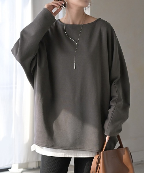 HUG.U(ハグユー)の「綿ポンチロンT 「防汚加工つき」(Tシャツ/カットソー・レディース・ホワイト/ライトグレー/ブラック/ダークブラウン/ネイビー/レッド/カーキ/ダークグレー・FREE)」の19枚目の写真