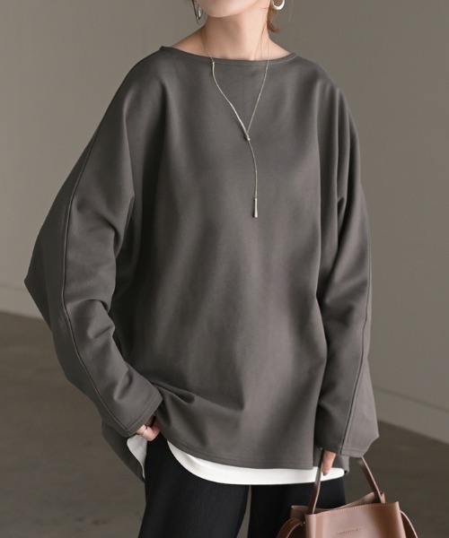 HUG.U(ハグユー)の「綿ポンチロンT 「防汚加工つき」(Tシャツ/カットソー・レディース・ホワイト/ライトグレー/ブラック/ダークブラウン/ネイビー/レッド/カーキ/ダークグレー・FREE)」の20枚目の写真