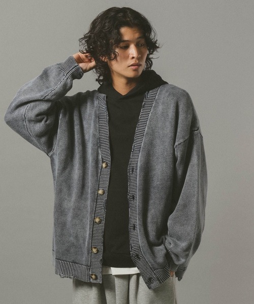 RAGEBLUE（レイジブルー）の「ヴィンテージライク/ダメージニットカーディガン（カーディガン/ボレロ・メンズ・ネイビー/ダークブラウン/その他19・LARGE/MEDIUM）」の13枚目の写真