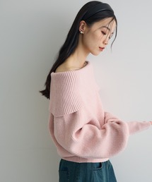 レディースのニット/セーター（ピンク/桃色系・オフショルダー
