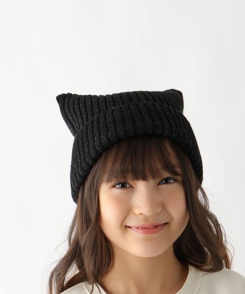 GLOBAL WORK(グローバルワーク)の「ラメ猫耳ワッチ/599736(ニットキャップ/ビーニー・キッズ・ブラック/グレー・FREE)」の4枚目の写真