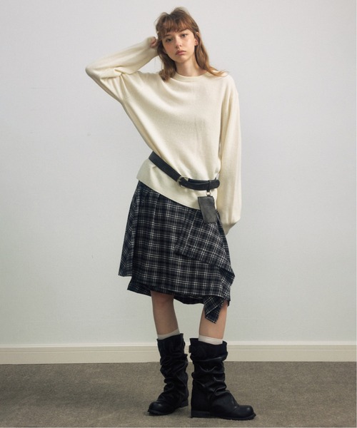 ELOOPS(イーループス)の「【ELOOPS】アシンメトリー チェックフレアスカート(スカート・レディース・ライトブラウン/ブラック/カーキブラウン・S/M/L)」の3枚目の写真