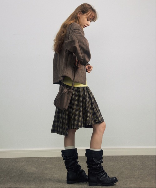 ELOOPS(イーループス)の「【ELOOPS】アシンメトリー チェックフレアスカート(スカート・レディース・ライトブラウン/ブラック/カーキブラウン・S/M/L)」の4枚目の写真