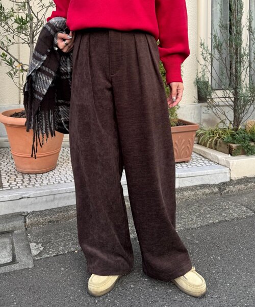 CIAOPANIC TYPY(チャオパニックティピー)の「【冬も暖かい◎】男女兼用/モールタックストレートワイドパンツ(その他パンツ・メンズ・ブラック/グレー/ブラウン・MEDIUM/LARGE)」の3枚目の写真