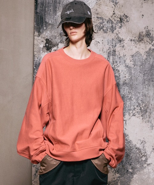 MAISON SPECIAL（メゾンスペシャル）の「《UNISEX》Prime-Over Crew Neck Pullover Sweatshirt/プライムオーバークルーネックプルオーバースウェット【MAISON SPECIAL/メゾンスペシャル】（スウェット・メンズ・グレー/ブラック/ブラウン/ピンク・0/1/2）」の4枚目の写真