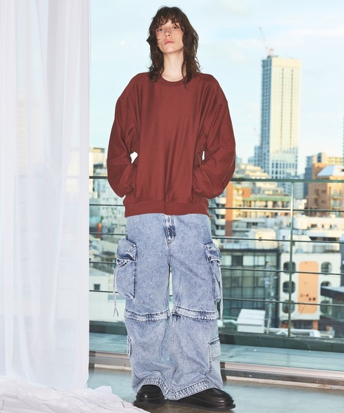 MAISON SPECIAL（メゾンスペシャル）の「《UNISEX》Prime-Over Crew Neck Pullover Sweatshirt/プライムオーバークルーネックプルオーバースウェット【MAISON SPECIAL/メゾンスペシャル】（スウェット・メンズ・グレー/ブラック/ブラウン/ピンク・0/1/2）」の5枚目の写真