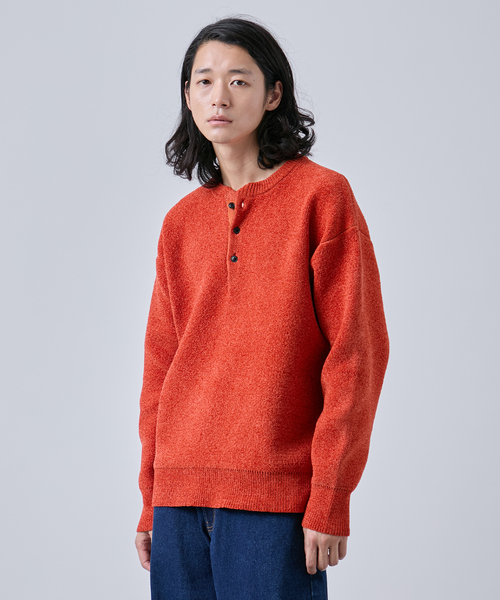 B.C STOCK（ベーセーストック）の「モール ヘンリーネックニット（ニット/セーター・メンズ・ホワイト/グリーン/オレンジ/ブラック・MEDIUM/LARGE）」の4枚目の写真