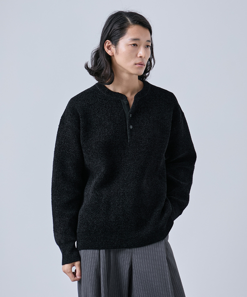 B.C STOCK（ベーセーストック）の「モール ヘンリーネックニット（ニット/セーター・メンズ・ホワイト/グリーン/オレンジ/ブラック・MEDIUM/LARGE）」の6枚目の写真