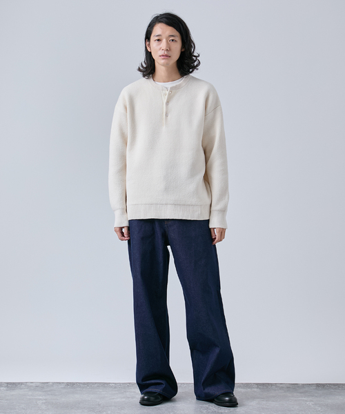 B.C STOCK（ベーセーストック）の「モール ヘンリーネックニット（ニット/セーター・メンズ・ホワイト/グリーン/オレンジ/ブラック・MEDIUM/LARGE）」の9枚目の写真