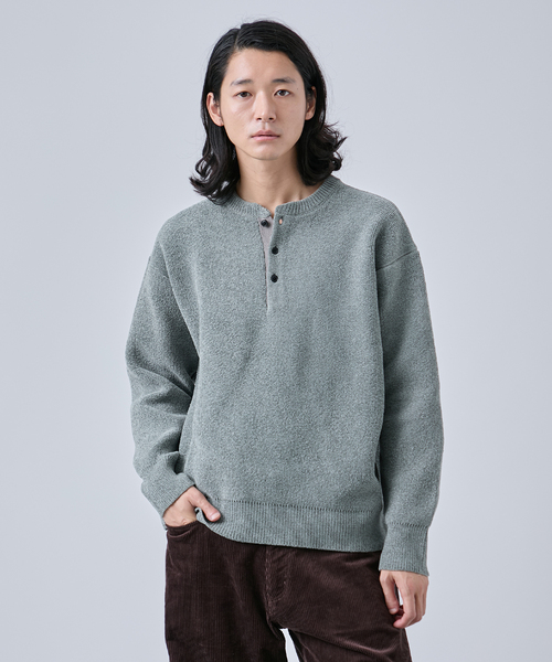 B.C STOCK（ベーセーストック）の「モール ヘンリーネックニット（ニット/セーター・メンズ・ホワイト/グリーン/オレンジ/ブラック・MEDIUM/LARGE）」の14枚目の写真