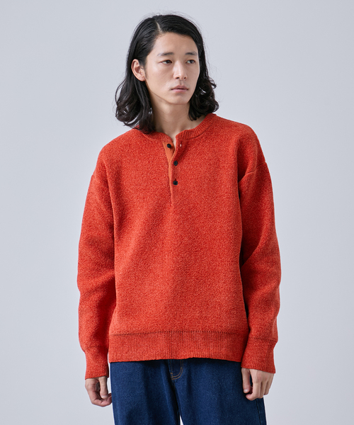 B.C STOCK（ベーセーストック）の「モール ヘンリーネックニット（ニット/セーター・メンズ・ホワイト/グリーン/オレンジ/ブラック・MEDIUM/LARGE）」の18枚目の写真