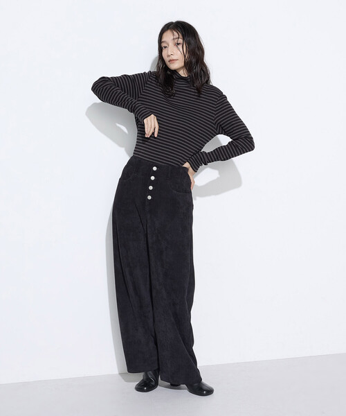 COMME CA Wardrobe（コムサワードローブ）の「コットンリブボーダー プルオーバー（Tシャツ/カットソー・レディース・レンガ/チャコール/ホワイト×ブラック・FREE）」の7枚目の写真