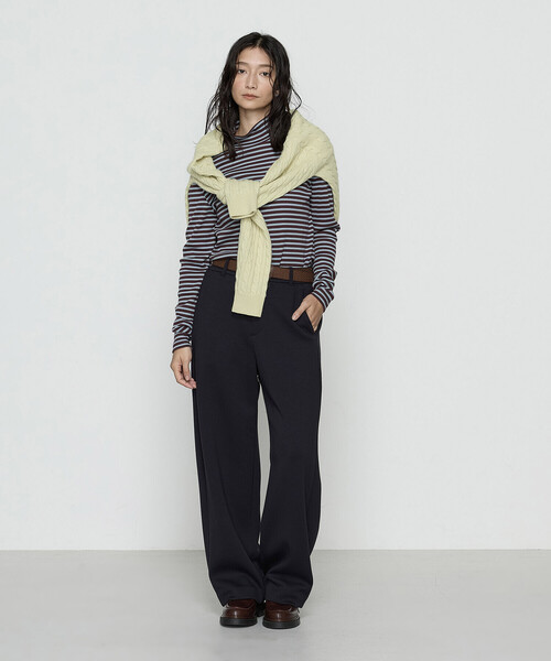 COMME CA Wardrobe（コムサワードローブ）の「コットンリブボーダー プルオーバー（Tシャツ/カットソー・レディース・レンガ/チャコール/ホワイト×ブラック・FREE）」の15枚目の写真