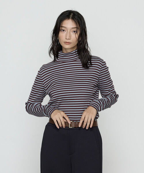 COMME CA Wardrobe（コムサワードローブ）の「コットンリブボーダー プルオーバー（Tシャツ/カットソー・レディース・レンガ/チャコール/ホワイト×ブラック・FREE）」の16枚目の写真