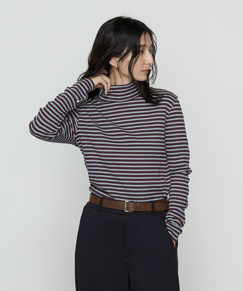 COMME CA Wardrobe（コムサワードローブ）の「コットンリブボーダー プルオーバー（Tシャツ/カットソー・レディース・レンガ/チャコール/ホワイト×ブラック・FREE）」の17枚目の写真