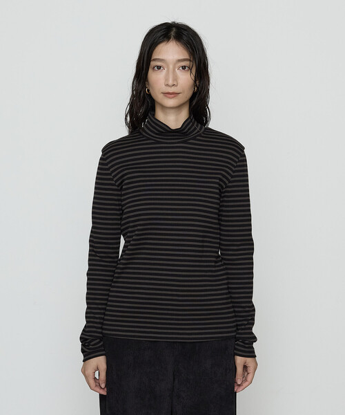 COMME CA Wardrobe（コムサワードローブ）の「コットンリブボーダー プルオーバー（Tシャツ/カットソー・レディース・レンガ/チャコール/ホワイト×ブラック・FREE）」の18枚目の写真