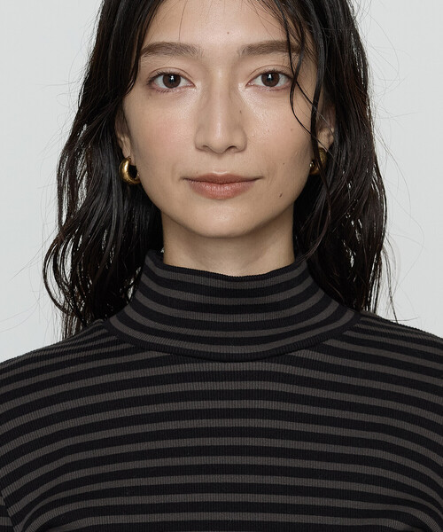 COMME CA Wardrobe（コムサワードローブ）の「コットンリブボーダー プルオーバー（Tシャツ/カットソー・レディース・レンガ/チャコール/ホワイト×ブラック・FREE）」の9枚目の写真