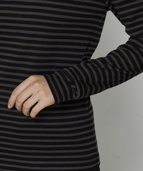 COMME CA Wardrobe（コムサワードローブ）の「コットンリブボーダー プルオーバー（Tシャツ/カットソー・レディース・レンガ/チャコール/ホワイト×ブラック・FREE）」の10枚目の写真