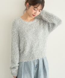 ポンポンヤーンラメニットプルオーバー