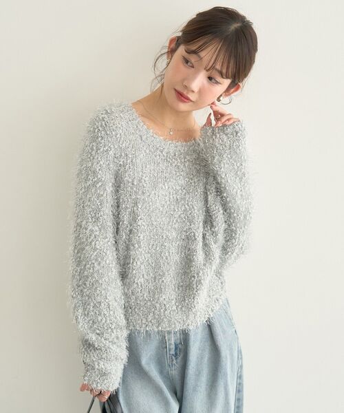 earth music&ecology(アースミュージックアンドエコロジー)の「ポンポンヤーンラメニットプルオーバー(ニット/セーター・レディース・ピンク/ベージュ/アイボリー/ブルー系その他7・FREE)」の17枚目の写真