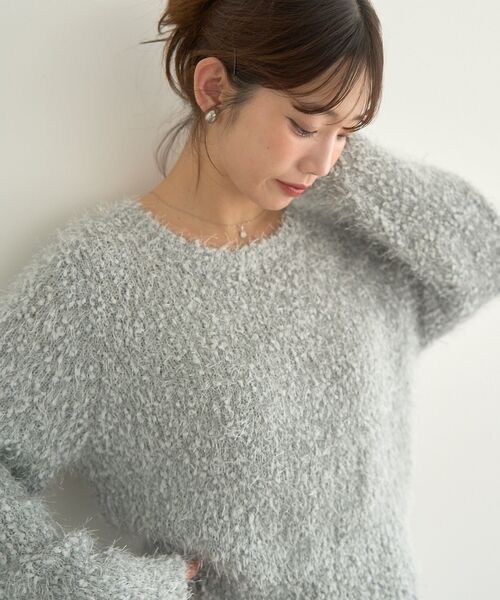 earth music&ecology(アースミュージックアンドエコロジー)の「ポンポンヤーンラメニットプルオーバー(ニット/セーター・レディース・ピンク/ベージュ/アイボリー/ブルー系その他7・FREE)」の21枚目の写真
