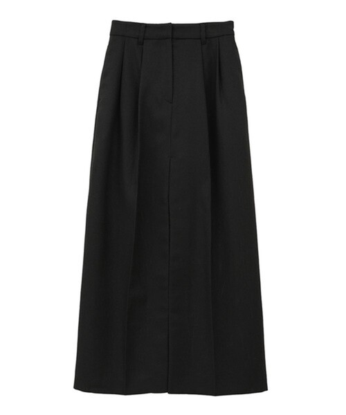 CLANE(クラネ)の「【CLANE/クラネ】FRONT SLIT TUCK SKIRT/フロントスリットタックスカート(スカート・レディース・ブラック/アイボリー・1/2)」の2枚目の写真