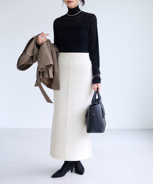 VIS（ビス）の「チェックアソートシャギーニットスカート/セットアップ対応（スカート・レディース・グレー/オフホワイト/ネイビー・FREE）」の2枚目の写真