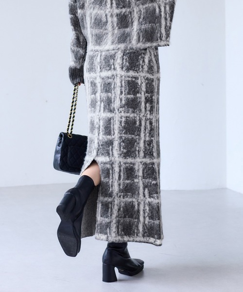 VIS（ビス）の「チェックアソートシャギーニットスカート/セットアップ対応（スカート・レディース・グレー/オフホワイト/ネイビー・FREE）」の11枚目の写真