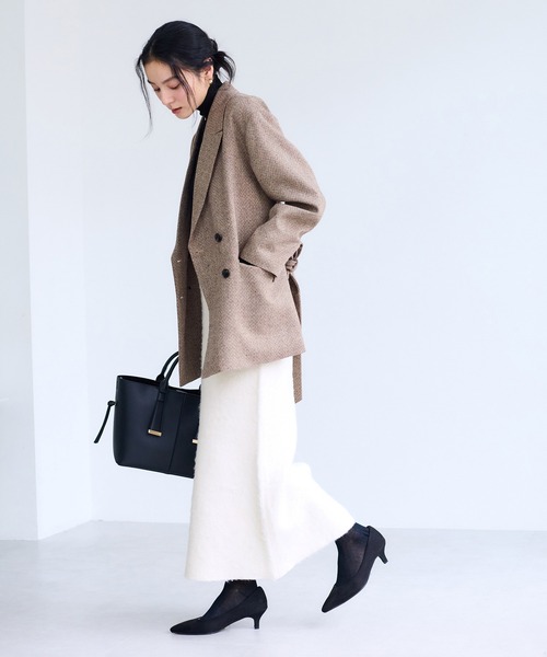 VIS（ビス）の「チェックアソートシャギーニットスカート/セットアップ対応（スカート・レディース・グレー/オフホワイト/ネイビー・FREE）」の16枚目の写真