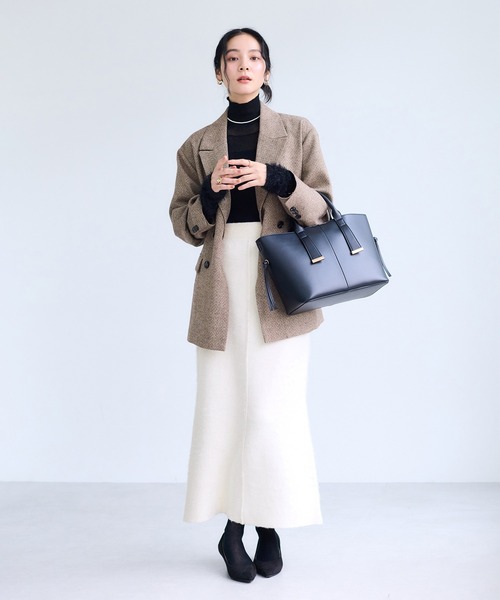 VIS（ビス）の「チェックアソートシャギーニットスカート/セットアップ対応（スカート・レディース・グレー/オフホワイト/ネイビー・FREE）」の17枚目の写真