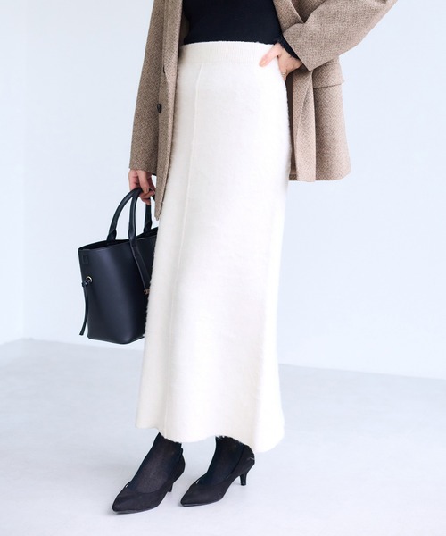 VIS（ビス）の「チェックアソートシャギーニットスカート/セットアップ対応（スカート・レディース・グレー/オフホワイト/ネイビー・FREE）」の6枚目の写真