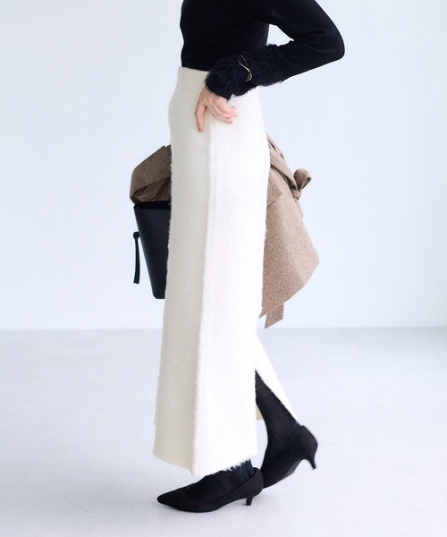 VIS（ビス）の「チェックアソートシャギーニットスカート/セットアップ対応（スカート・レディース・グレー/オフホワイト/ネイビー・FREE）」の14枚目の写真