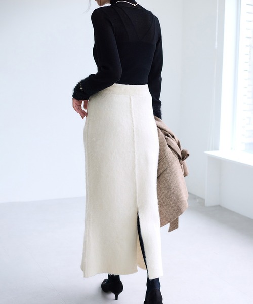 VIS（ビス）の「チェックアソートシャギーニットスカート/セットアップ対応（スカート・レディース・グレー/オフホワイト/ネイビー・FREE）」の15枚目の写真