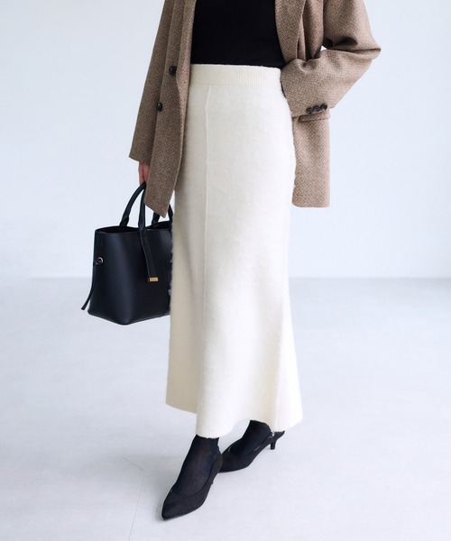 VIS（ビス）の「チェックアソートシャギーニットスカート/セットアップ対応（スカート・レディース・グレー/オフホワイト/ネイビー・FREE）」の5枚目の写真