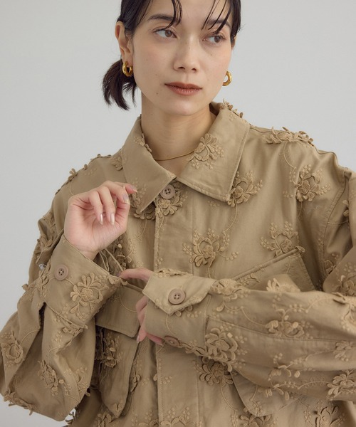 セール】【crinkle crinkle crinkle】3Dエンブロイダリーミリタリー