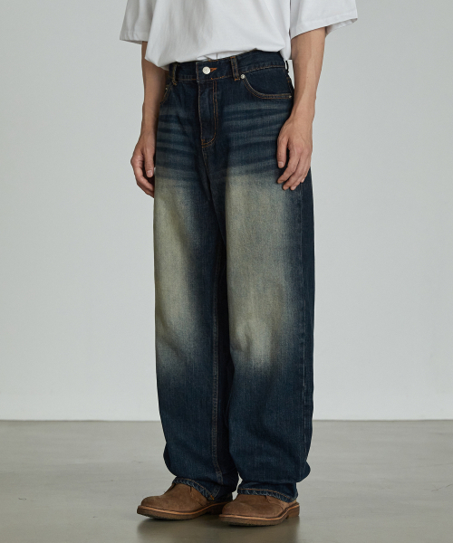 P.IN.O(ピインオ)の「517 ウォッシングワイドデニムパンツ(デニムパンツ・メンズ・ブルー系その他・SMALL/MEDIUM/LARGE/X-LARGE)」の1枚目の写真