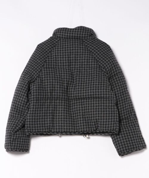 セール】チェック柄 スタンドカラー エコダウンジャケット（ダウン