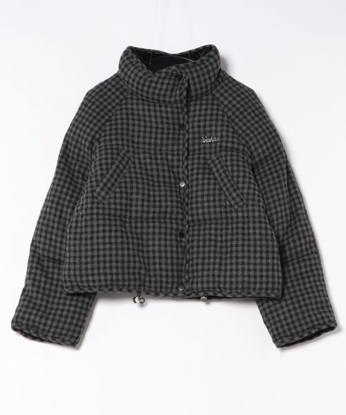 セール】チェック柄 スタンドカラー エコダウンジャケット（ダウン