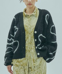 LINE JACQUARD KNIT CARDIGAN