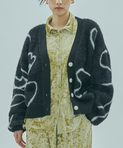 セール】LINE JACQUARD KNIT CARDIGAN（カーディガン/ボレロ）｜ROSE