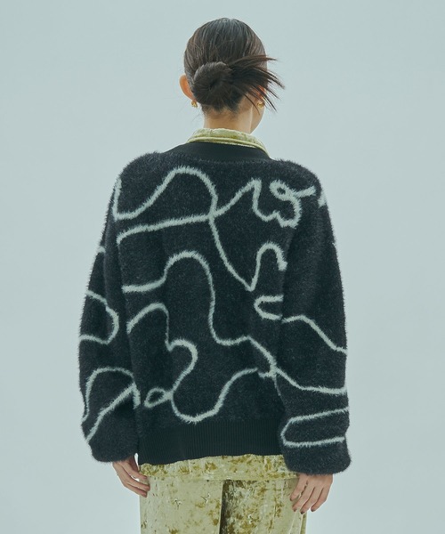ROSE BUD（ローズバッド）の「LINE JACQUARD KNIT CARDIGAN（カーディガン/ボレロ・レディース・ブラック/ピンク/ホワイト・ONE SIZE）」の10枚目の写真