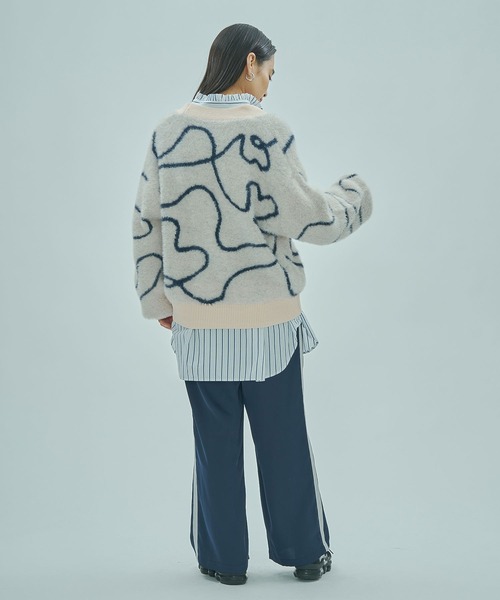 ROSE BUD（ローズバッド）の「LINE JACQUARD KNIT CARDIGAN（カーディガン/ボレロ・レディース・ブラック/ピンク/ホワイト・ONE SIZE）」の19枚目の写真