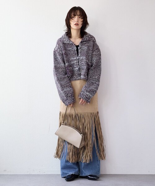 RIVE DROITE（リヴドロワ）の「【à Nice （ア ・ニース）】フリンジスカート（スカート・レディース・ベージュ/ピンク・38/36）」の3枚目の写真