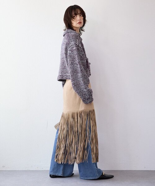 RIVE DROITE（リヴドロワ）の「【à Nice （ア ・ニース）】フリンジスカート（スカート・レディース・ベージュ/ピンク・38/36）」の5枚目の写真