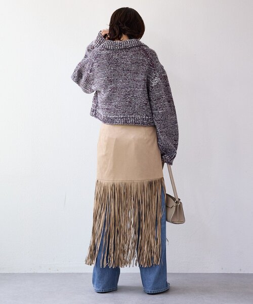RIVE DROITE（リヴドロワ）の「【à Nice （ア ・ニース）】フリンジスカート（スカート・レディース・ベージュ/ピンク・38/36）」の6枚目の写真