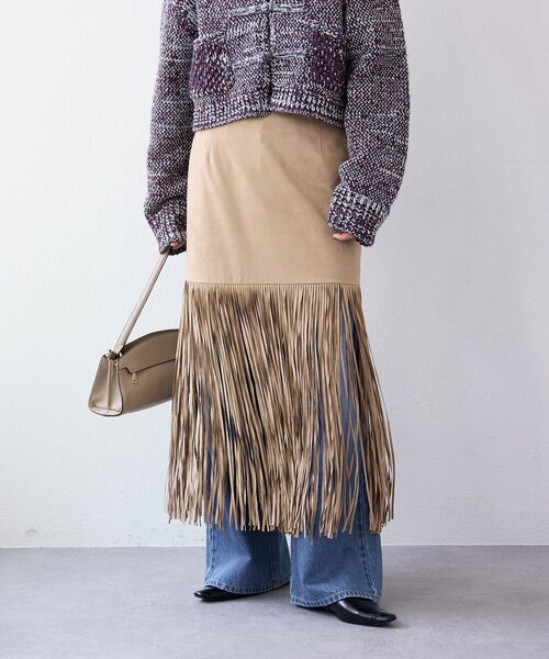 RIVE DROITE（リヴドロワ）の「【à Nice （ア ・ニース）】フリンジスカート（スカート・レディース・ベージュ/ピンク・38/36）」の7枚目の写真