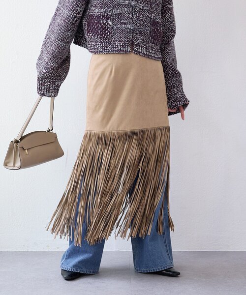 RIVE DROITE（リヴドロワ）の「【à Nice （ア ・ニース）】フリンジスカート（スカート・レディース・ベージュ/ピンク・38/36）」の8枚目の写真