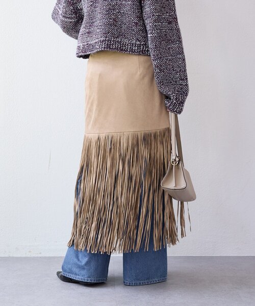 RIVE DROITE（リヴドロワ）の「【à Nice （ア ・ニース）】フリンジスカート（スカート・レディース・ベージュ/ピンク・38/36）」の9枚目の写真